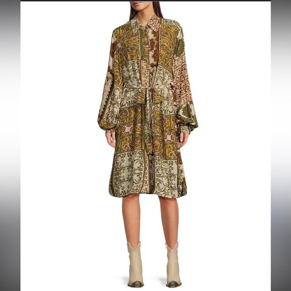 Talisman Paisley Long Sleeve Button Front Dress Size Large